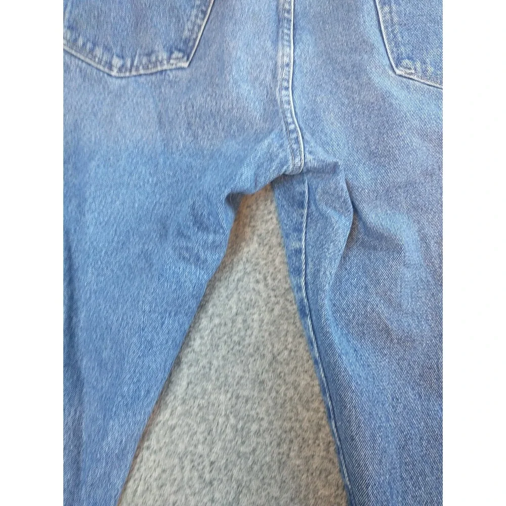 Wrangler Authentic Jeans Mens 36x28 Blue Straight Leg Distressed 96501DS Denim